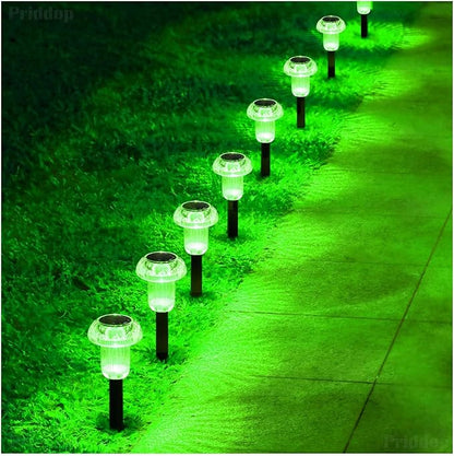 St Patricks Day Decorations Solar Lights Outdoor Pathway Waterproof 8 Pack Green LED Green Stake Acrylic Mushroom Decorative Garden Lights for Yard Landscape Patio Outside