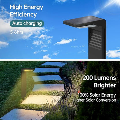 Solar Outdoor Lights,2 Pack LED Solar Lights Outdoor Waterproof, Solar Walkway Lights Maintain 12 Hours of Lighting for Your Garden, Landscape, Path, Yard, Patio, Driveway