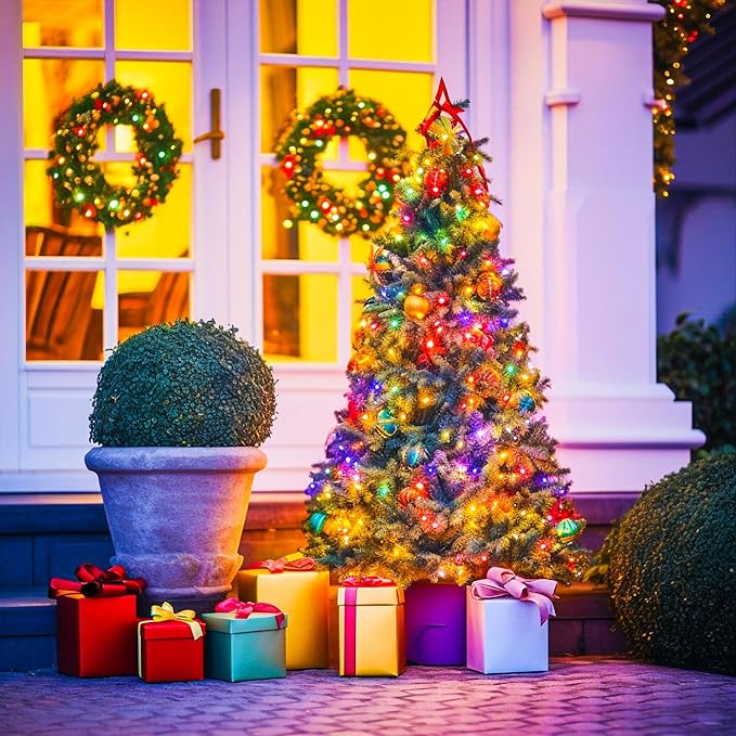 Christmas Porch String Lights 4-Pack, 16ft 50 LED Waterproof