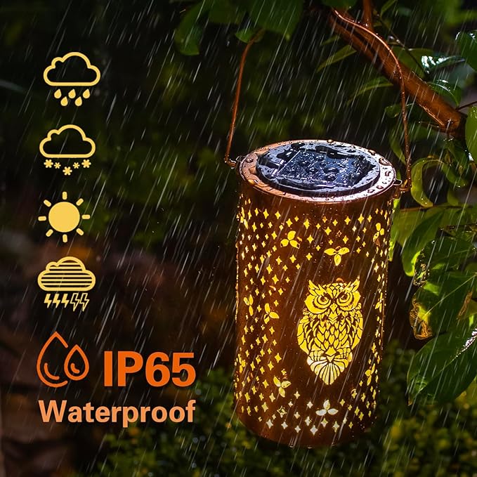 Elegant Owl Solar Lanterns for Outdoor, Waterproof LED