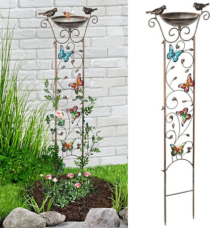40" Metal Bird Bath, Vintage Outdoor Birdfeeder