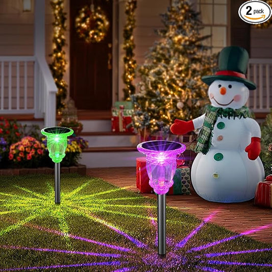 Solar Pathway Lights Outdoor 2 Pack, 10 Modes RGB Color Changing & White Solar Garden Lights, 17.5" IP65 Waterproof Glass Stainless Steel Solar Powered Landscape Lights for Yard Walkway Driveway Patio