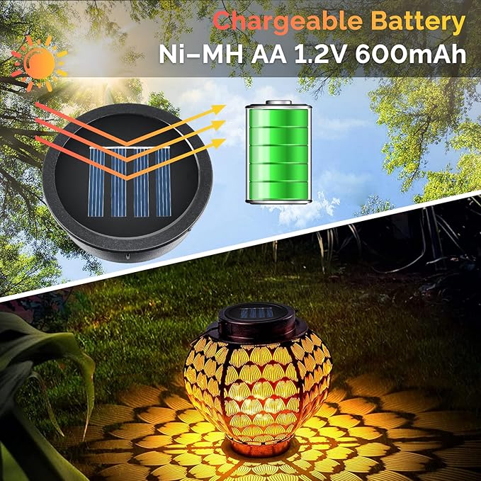 4-Pack Classic Courtyard Solar Lanterns for Backyard, Waterproof LED