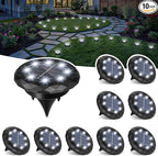 10-Pack Cool White Flat Solar Walkway Lights, Waterproof LED