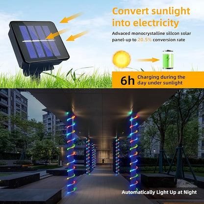 Solar Rope Lights Outdoor Waterproof, 33FT 100LED Outdoor String Lights Clear PVC Tube Fairy Lights, 8 Modes Trampoline Lights for Pool Tree Garden Yard Home Camping Wedding Halloween Holiday Decor