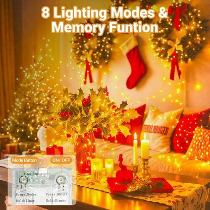 Christmas Yard String Lights 3-Pack, 33ft 100 LED Waterproof