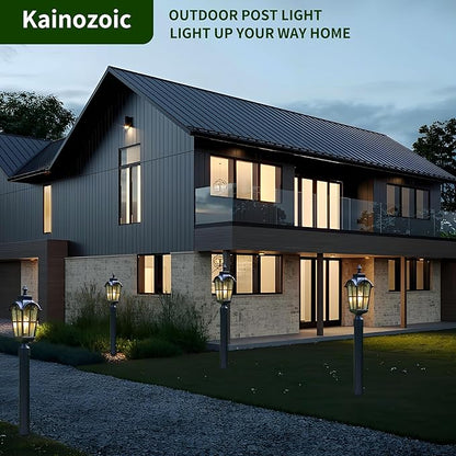 Outdoor Post Lights Fixture Anti-Rust Lamp Post Light Fixture Waterproof Exterior Pole Light Outside Pole Lighting for Yard Pathway Driveway Fence - 2 Pack