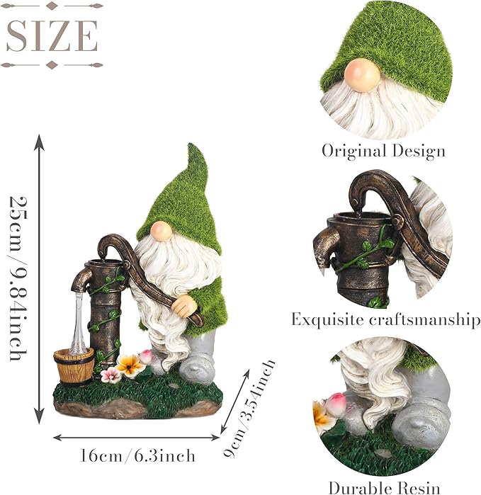 10" Solar Gnome Garden Statue Light, Outdoor Decor