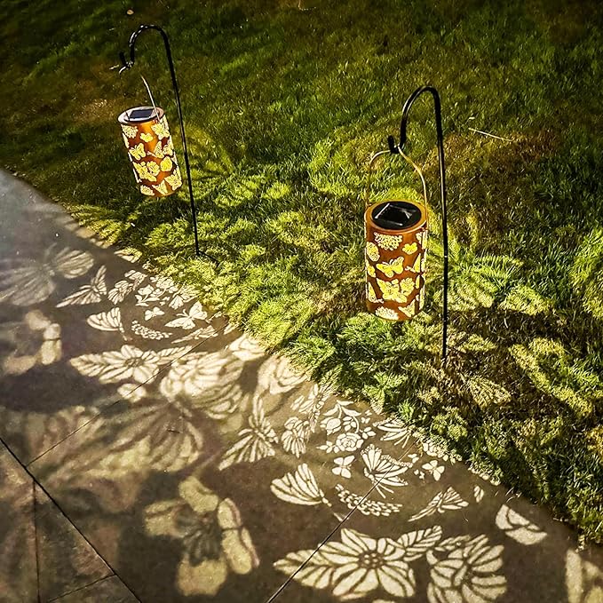 Butterfly Solar Porch Lanterns, Metal Waterproof LED