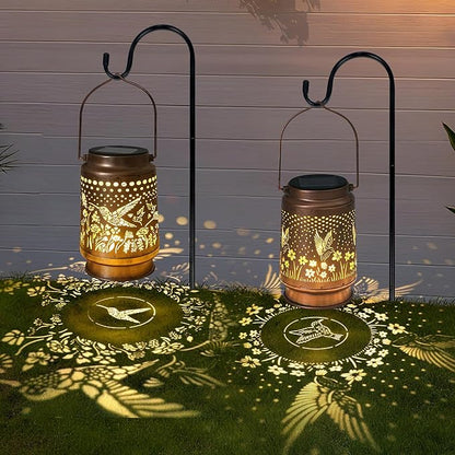 2 PCS Hummingbird Solar Lantern - Outdoor Decorative Solar Lanterns for Garden, Patio, Backyard, and Porch - Waterproof Hanging Lantern for Outside - Perfect Gifts for Women