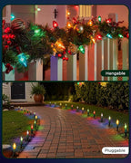 Pathway Christmas Lights Outdoor, 102.8ft 80 Bulb Lights with Stakes, Multicolor