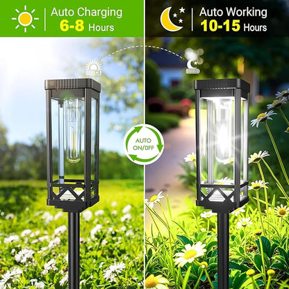 KOOPER Taller Solar Pathway Lights Outdoor, 2 Pack Upgraded Brighter Solar Garden Lights Solar Powered, Up to 15 Hours Outdoor Solar Lights for Yard Landscape Path Walkway Driveway （Cool White）