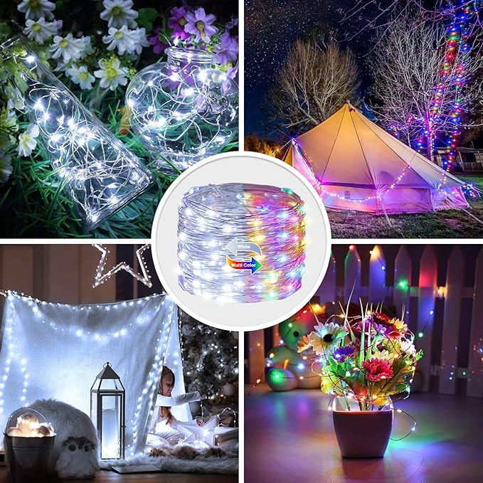 Christmas Porch String Lights 2-Pack, 66ft 200 LED Waterproof