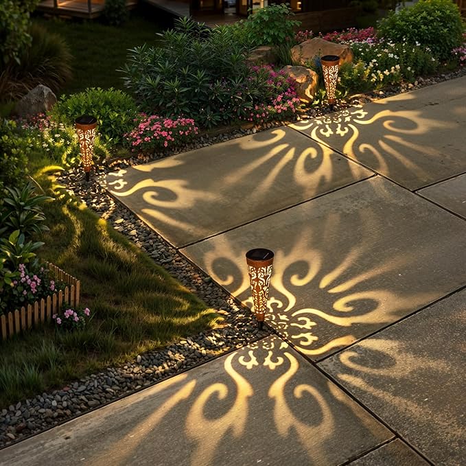 6-Pack Red Solar Path Lights, Outdoor Walkway LED