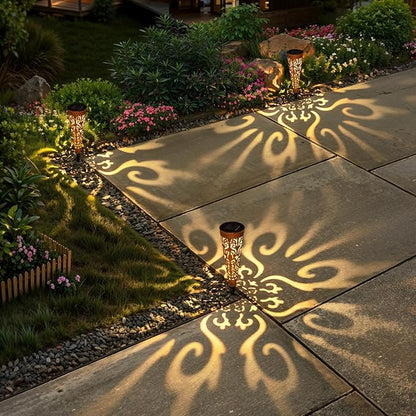Go2garden 6Pcs Garden Solar Lights Outdoor Stakes Decorative Lighting for Yard, Pathway, Patio Decor Lawn Ornament (Red Copper)