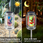2-Pack Rustic Hummingbird Solar Lanterns for Porch, Waterproof LED