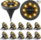12-Pack Warm White Flat Solar Driveway Lights, Waterproof LED