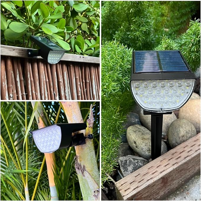 6-Pack 76 LED Solar Yard Spotlights, Waterproof