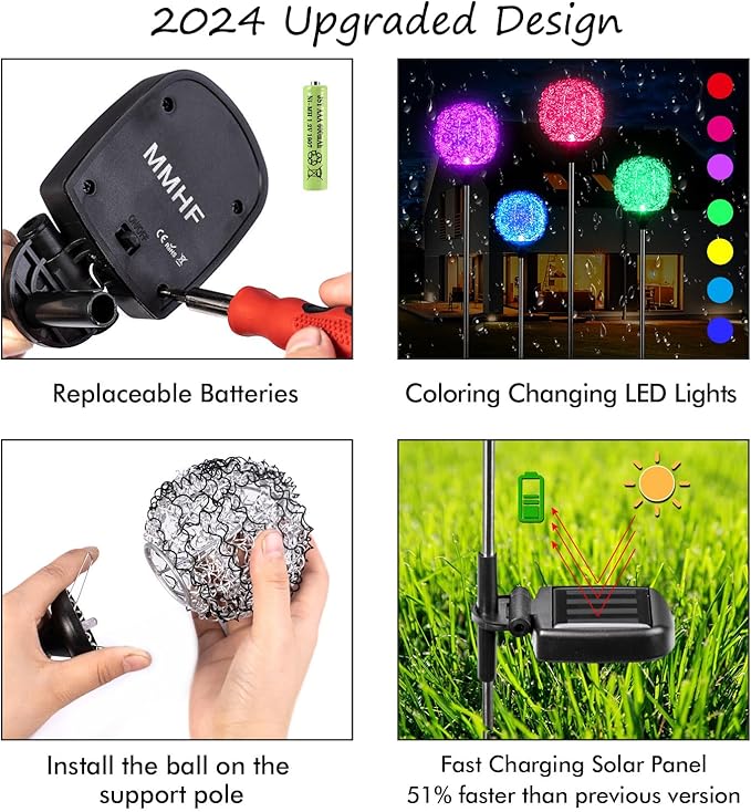 Solar Yard Path Lights 2-Pack, Waterproof