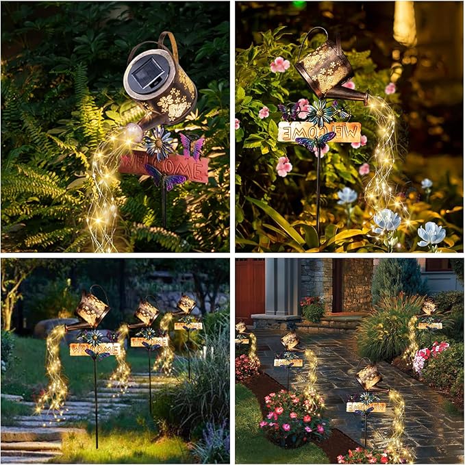 Solar Watering Can Light, Solar Yard Decorations Outdoor,Garden Decor Lights for Yard,IP65 Waterproof Hanging Lantern Lights,Outside Patio Lawn (Warm White)