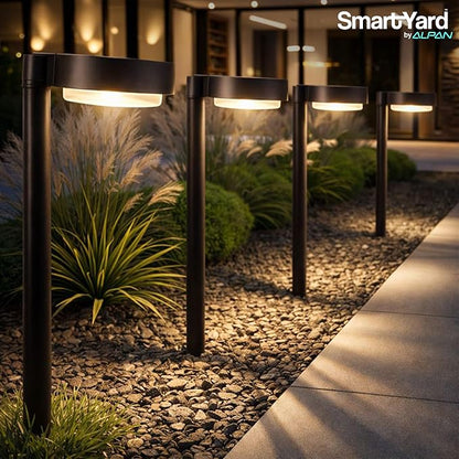 Solar Pathway Lights – 4 Pack, 6 Lumens LED, Warm White Light, Weather-Resistant Aluminum & Stainless Steel, Outdoor Garden Lighting, Easy Stake Installation, Waterproof, Durable for Yard & Pathways
