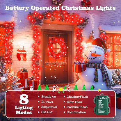 4-Pack 400 LED Christmas Twinkle Lights, 132ft Waterproof for Porch