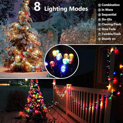Joomer Battery Christmas Lights, 66ft 200LED Fairy Lights Battery Operated Timer 8 Modes Waterproof for Outdoor Home Garden Party Holiday Christmas Trees Decoration (Multicolor)
