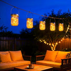 6-Pack Hanging Solar Patio Lanterns, Rustic Waterproof LED