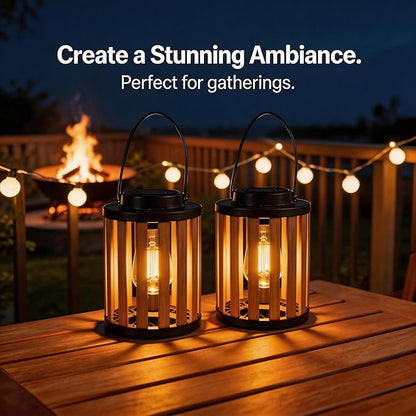 2 Pack Solar Lanterns Outdoor Waterproof Suitable for Gardens Backyard, Patio Decor, Birthday Gifts for Women Mom Grandma, Hanging Garden Lights for Outside