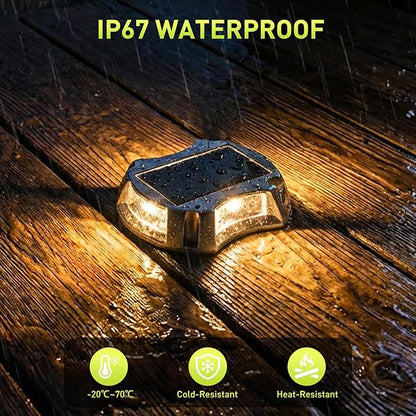 AGPTEK 5 in 1 Solar Driveway Lights Outdoor with Ground Spikes, IP67 Waterproof Solar Lights with 5 Modes (Blue/White/Warm/Mixed/Flashing) for Deck, Stairs, Pathway, Garden, Patio(Rectangle, 4 Pack)