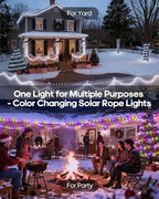 Solar Rope Lights, 66ft 200 LED Waterproof Porch Lights