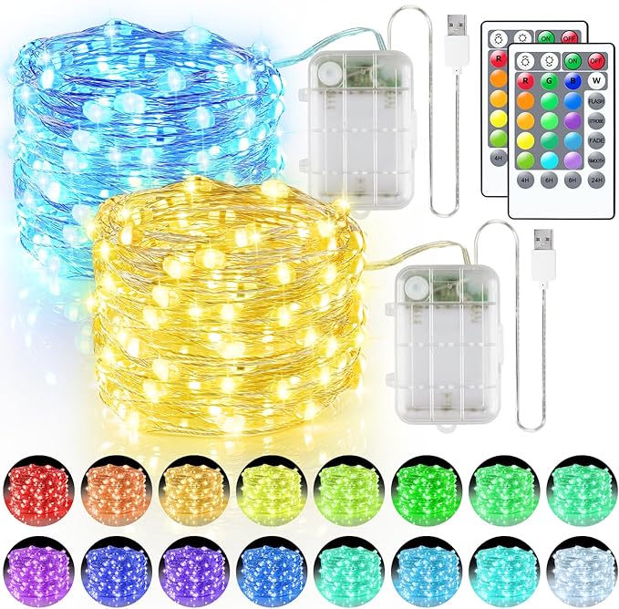 2-Pack 33ft LED Patio String Lights, Waterproof Outdoor