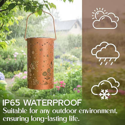 FLAGWIX Butterfly Gifts for Women Men - Solar Lanterns Outdoor Waterproof, Garden Decor for Outside - Motivational Mothers Day Birthday Gifts for Mom Grandma, Decorative Lantern for Garden Yard Patio