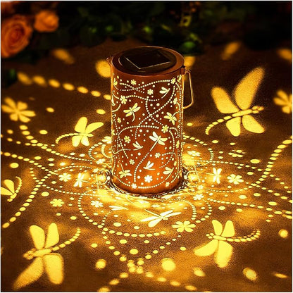 Dragonfly Solar Lanterns Outdoor Waterproof Hanging Solar Lights Dragonfly Gifts for Women Men Metal Decorative LED Lanterns for Garden Decor,Yard,Patio,Lawn,Tabletop,Pathway