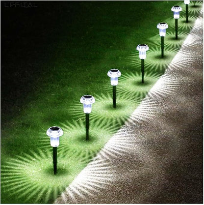 Solar Lights Outdoor 8 Pack Solar Pathway Lights Outdoor 6000K Cold White LED Waterproof Mushroom Lighting Stake for Outside, Yard, Garden, Path, Lawn, Driveway, Patio, Landscape Decorations