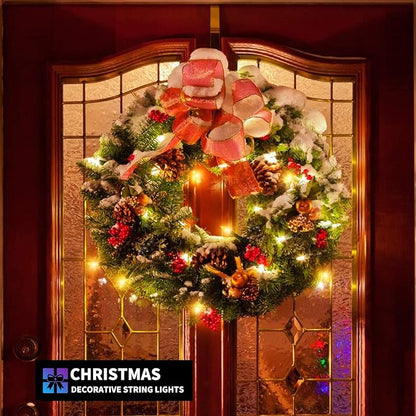 Tcamp 2 Pack Christmas Lights Battery Operated with Remote Memory Timer (Total 66ft 200LED), 8 Modes Battery String Lights for Christmas Tree Wreath Bedroom Outdoor Indoor Decor- Warm White