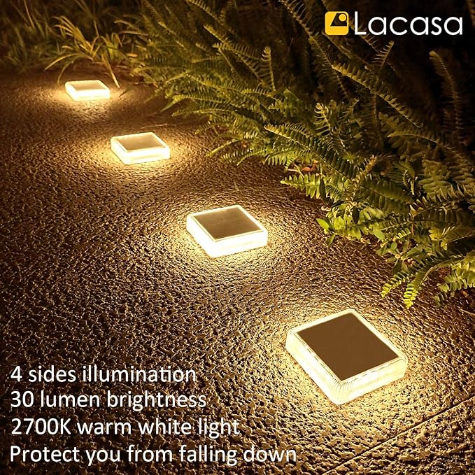 Solar Yard Path Lights 4-Pack, IP68 Waterproof