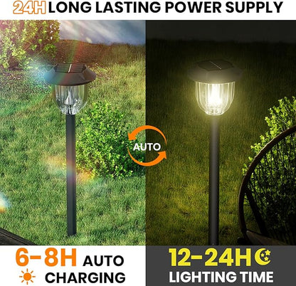 AOSEA LED Solar Lights for Outside,Bright 6 Pack Solar Lights Outdoor IP65 Waterproof,Landscape Lighting,Garden Decorative for Yard,Patio,Walkway,Sidewalk,Driveway,Lawn (Warm)
