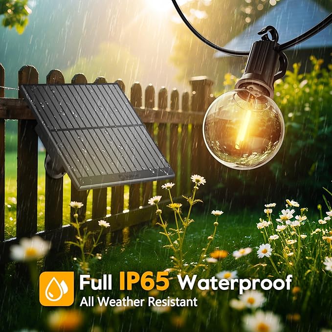 Minetom 158FT Solar String Lights Outdoor with Cable Ties and Hooks, Commercial Waterproof Solar Powered Patio Lights with 75 LED Shatterproof Bulbs, Hanging Light for Outside Backyard Garden Decor