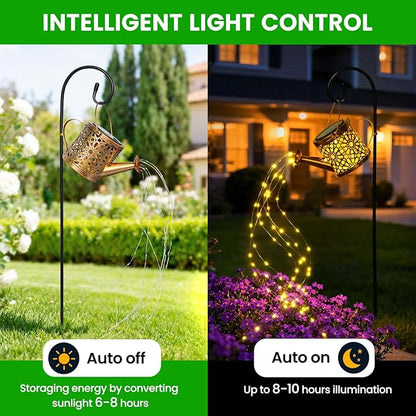2 Pack Solar Watering Can, Metal Solar Lights Outdoor Waterproof, Hanging Lantern Decoration for Yard Outside Patio Lawn, Gardening Gifts for Women Mom Grandma