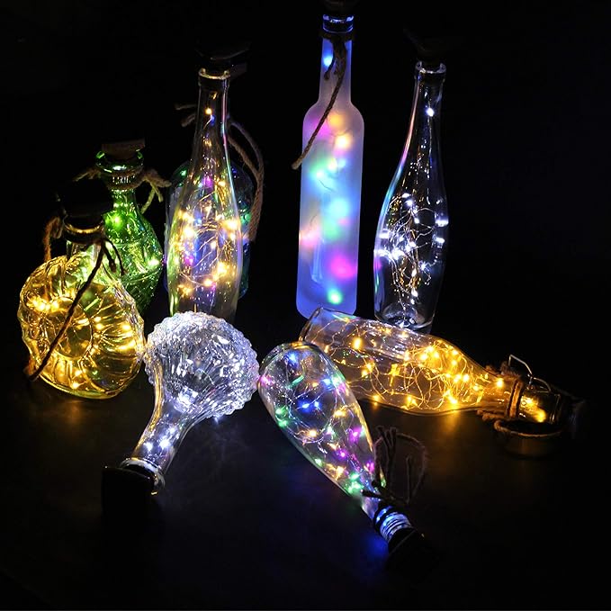 Solar Wine Bottle Lights Outdoor, 20 LED Cork Lights for Wine Bottles Waterproof, Fairy Lights Solar for Wedding Party Garden Patio Decor, Suitable for Most Wine Bottle Mouths-Cool White (8 Pack)