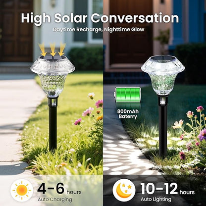 Solar Pathway Lights Garden Decor for Yard, Solar Garden Lights for Outside Waterproof Landscape Lighting, Garden Decorative for Walkway, Driveway, Yard, Landscape, Lawn (8 Pack Cold White)