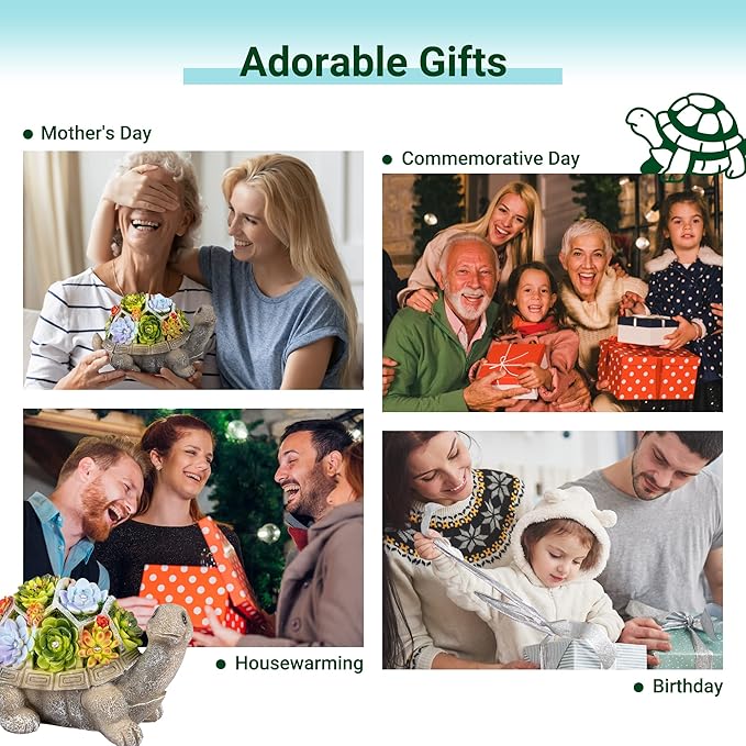 Solar Turtle Statue Light 11.5", Yard Decor
