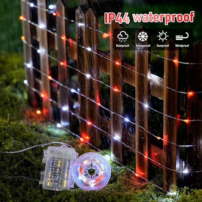 Christmas Backyard String Lights 4-Pack, 1ft 50 LED Waterproof