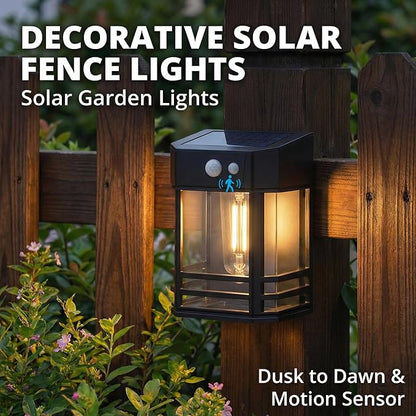 btfarm Solar Fence Lights Outdoor, 4 Pack Motion Sensor Dusk to Dawn Fence Lights Solar Powered, 3 Modes IP65 Waterproof Solar Deck Post Lights for Fence Garden Step Patio Stair Backyard