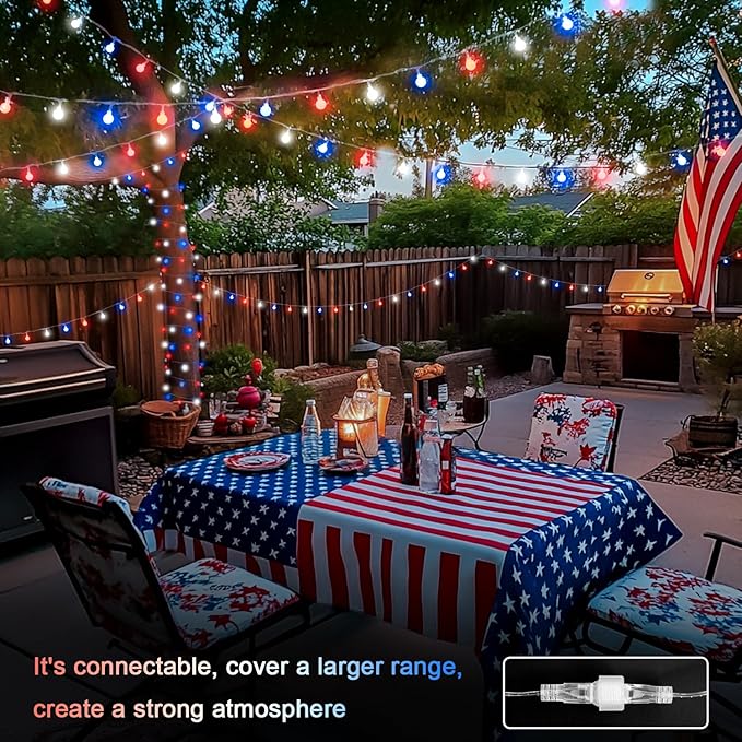 33ft White String Lights for Patio, Waterproof LED