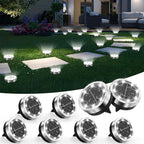 8-Pack Cold White Flat Solar Walkway Lights, Waterproof LED