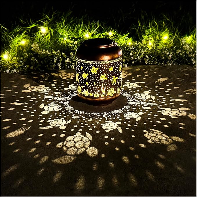 Sea Turtle Solar Lanterns Outdoor Waterproof,Hanging Solar Lights Sea Turtle Gifts for Women Men Metal LED Decorative Light for Yard,Patio,Lawn,Pathway,Landscape,Garden Decor