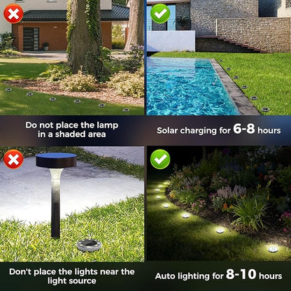 Peasur Mini Solar Ground Lights, 6 Pack Flat Solar Disc Lights Outdoor Waterproof, 2.3 Inch Small Solar Garden Lights Landscape Lighting for Outside Pathway Garden Yard Lawn Walkway,Cool White