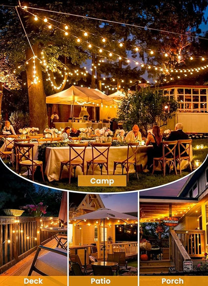 Brightown 38ft Solar String Lights, 16 Shatterproof LED Bulbs with USB Charging, Outdoor Patio & Cafe Lights